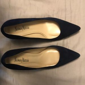 Navy suede Neiman Marcus heels. Barely worn.